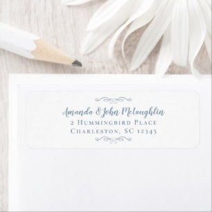 Etiqueta Elegant Chic Dusty Bue Caligrafía Dirección de Dev
