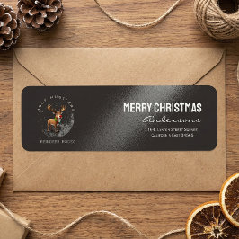 Etiqueta Elegant christmas reindeer  black return address