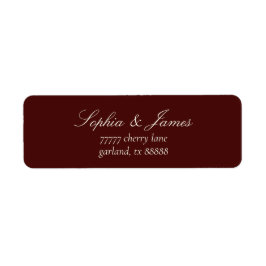 Etiqueta Elegant Dark Burgundy Wedding Return Address