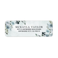 Elegant Dusty Blue Floral Watercolor Navy Wedding