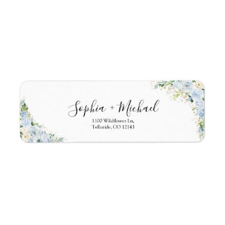 Etiqueta Elegant Dusty Blue Wedding Return Address Label