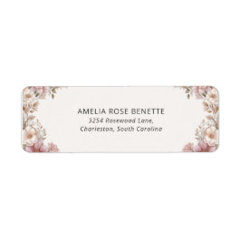 Etiqueta Elegant Dusty Pink Cream Magnolia Floral Wedding