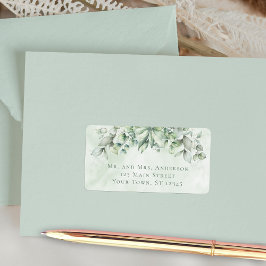 Etiqueta Elegant Eucalyptus Leaves Wedding Address