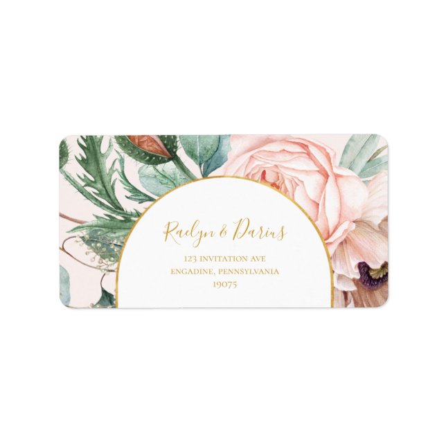 Etiqueta Elegant Floral Garden Pastel Wedding RSVP Address (Frente)