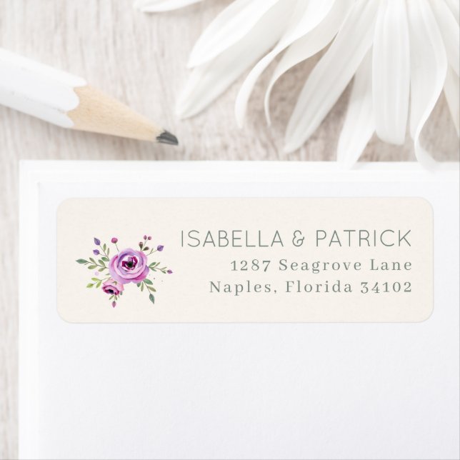 Etiqueta Elegant Floral Wedding Address Label (In situ)