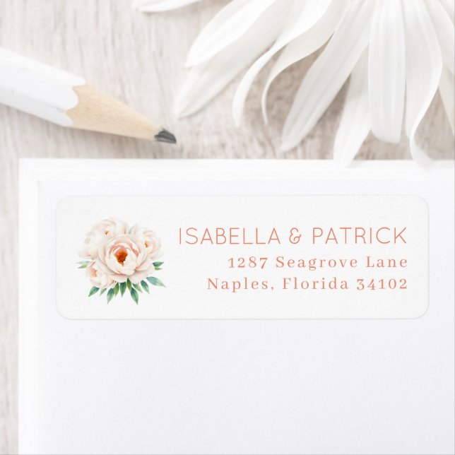 Etiqueta Elegant Floral Wedding Address Label (In situ)