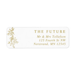 Etiqueta Elegant Gold Botanical Wedding Return Address