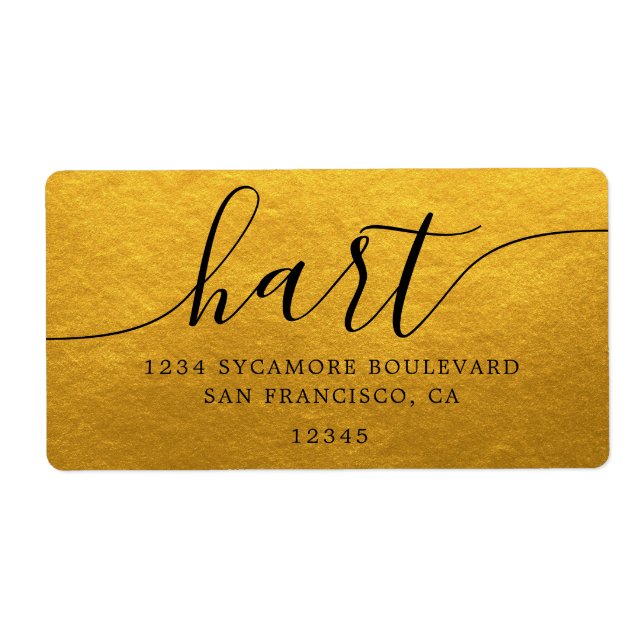 Etiqueta Elegant Gold Script Family Return Address (Frente)
