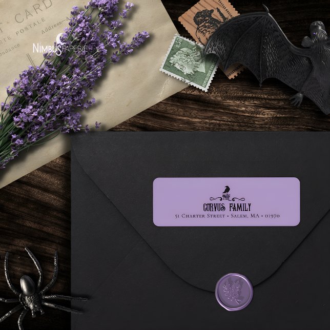 Etiqueta Elegant Gothic Raven Lavender Address Label (Subido por el creador)