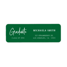 Etiqueta Elegant Green Script Graduation Return Address