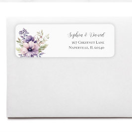 Etiqueta Elegant Lavender Floral Wedding Return Address