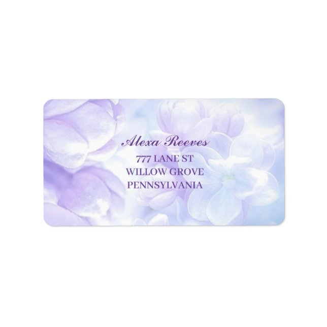 Etiqueta Elegant Light Purple Lilac Flowers Wedding (Frente)