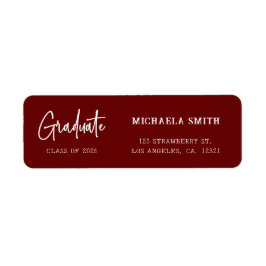 Etiqueta Elegant Maroon Script Graduation Return Address