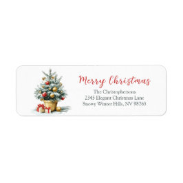 Etiqueta Elegant Merry Christmas Tree Return Address Labels