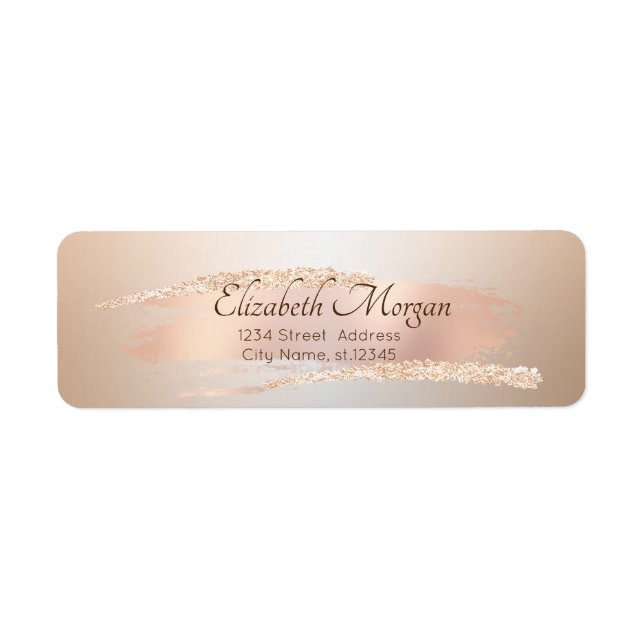 Etiqueta Elegant Modern,Chic Rose Gold Brush Stroke (Frente)