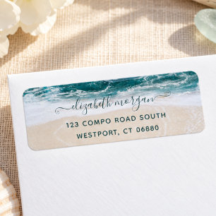Etiqueta Elegant Modern Script Beach Ocean Return Address