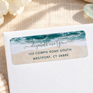 Etiqueta Elegant Modern Script Beach Ocean Return Address