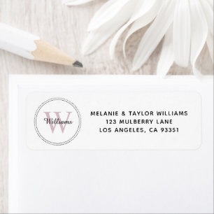 Etiqueta Elegant Monogram Blush Pink Return Address Label
