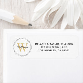 Etiqueta Elegant Monogram Gold Return Address Label