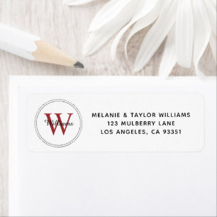 Etiqueta Elegant Monogram Red Return Address Label