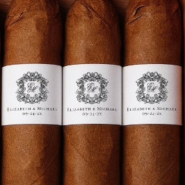 Etiqueta Elegant Monogram Wedding Crest Cigar Band 