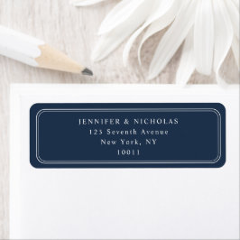 Etiqueta Elegant Navy Blue Wedding Return Address