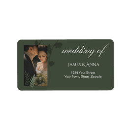 Etiqueta Elegant olive green wedding return address 