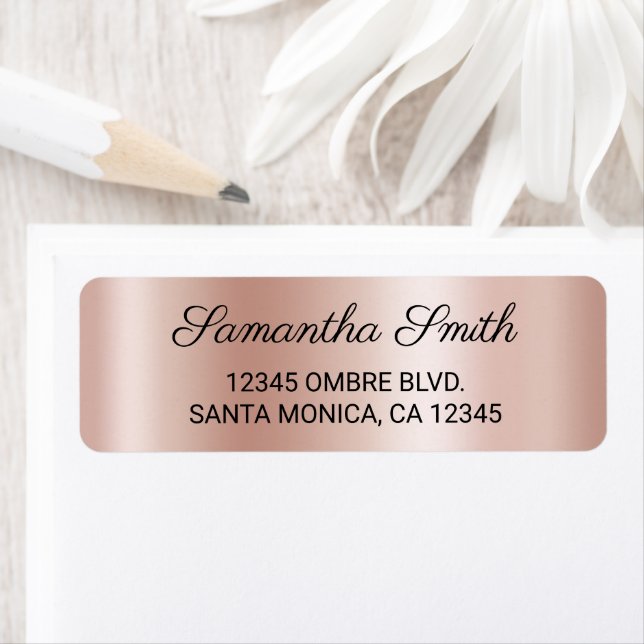 Etiqueta Elegant Pale Blush Pale Rose Gold Ombre (In situ)