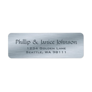 Etiqueta Elegant Personalized Brushed Silver Return Labels