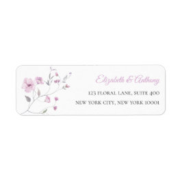Etiqueta Elegant Pink And Dusty Blue Floral Return Address 