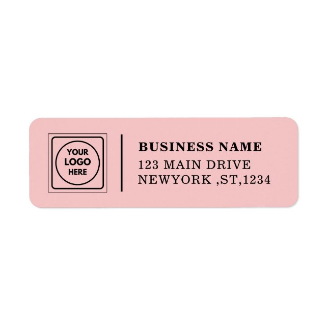 Etiqueta Elegant Pink Custom Logo Business Address Design (Frente)