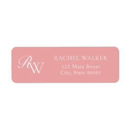 Etiqueta Elegant Pink Monogram Return Address