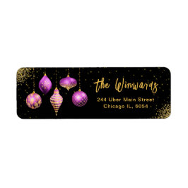 Etiqueta Elegant Purple Ornament Christmas