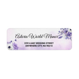 Etiqueta Elegant Purple Watercolor wedding Return Address