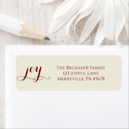 Etiqueta Elegant Red Joy Christmas Return Address