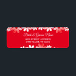 Etiqueta Elegant Red White Floral Wedding Return Address<br><div class="desc">Elegant Red White Floral Wedding Return Address label. Unique,  beautiful,  modern design. Easy to be personalized. Font style,  size and colors can be changed. Matching items available.</div>