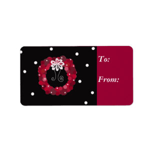 Etiqueta Elegant Red Wreath Gift Tag