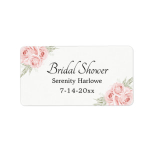 Etiqueta Elegant Rose Blush Pink Floral Bridal Shower