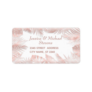 Etiqueta Elegant rose gold foil  tropical leaves romantic