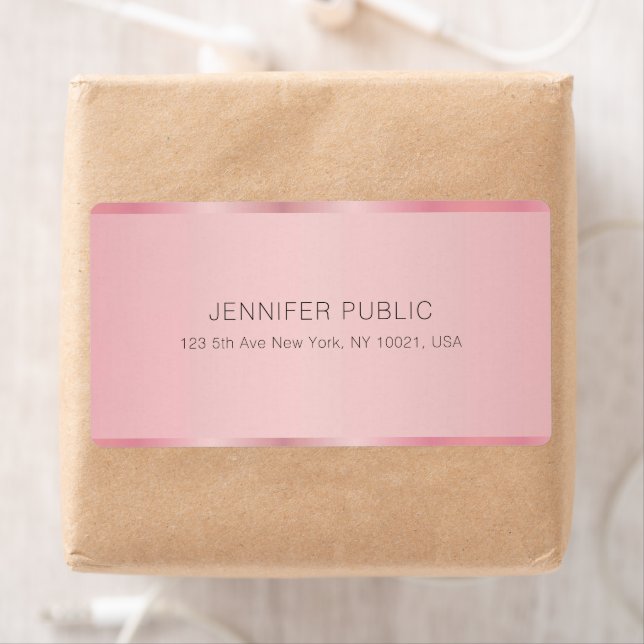 Etiqueta Elegant Rose Gold Template Shipping Address (In situ)