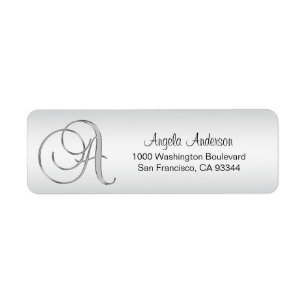 Etiqueta Elegant Silver Monogram Script Letter 'A' Return
