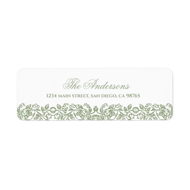 Etiqueta Elegant Vintage French Sage Floral  (Frente)
