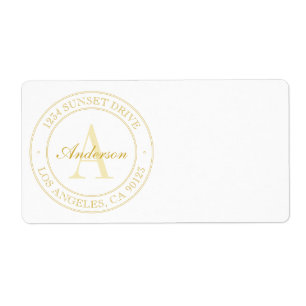 Etiqueta Elegant White & Gold Monogram