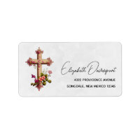 Elegant Wooden Cross with Pink Flowers