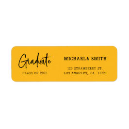 Etiqueta Elegant Yellow Script Graduation Return Address