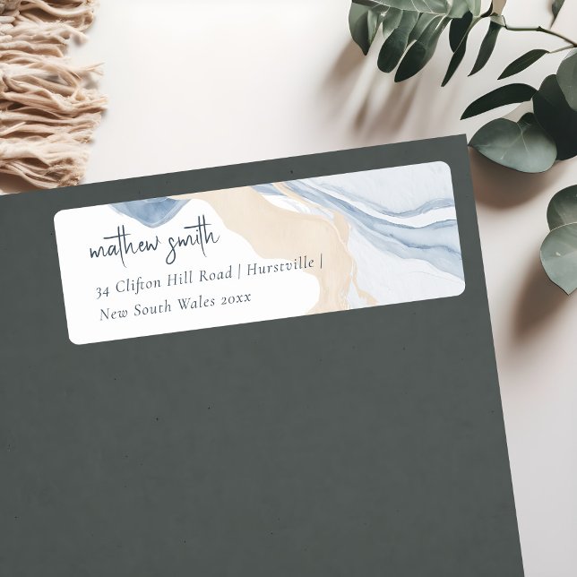 Etiqueta Elegante Abstracto Dirección De Playa De La Costa  (Subido por el creador)