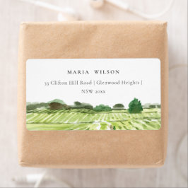 Etiqueta Elegante acuarela Green Winery Vineyard Dirección