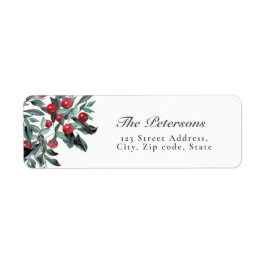 Etiqueta Elegante acuarela Navidades rojos Holly Berries