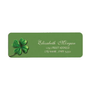 Etiqueta Elegante Adress de Trébol Verde Sofisticado