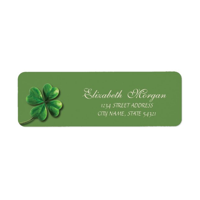 Etiqueta Elegante Adress de Trébol Verde Sofisticado (Frente)